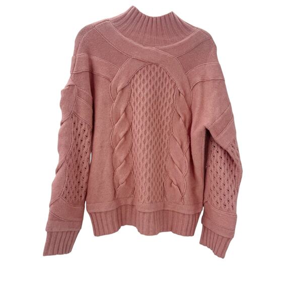 Naadam Oversized Cable-Knit Pullover Sweater Long Sleeve In Multi Size M NWT - Picture 7 of 11